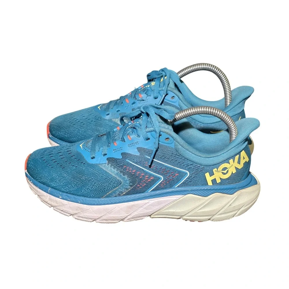 Hoka Arahi 6 Womens Running Shoes Teal Blue Yellow Stability Sneakers 1123195